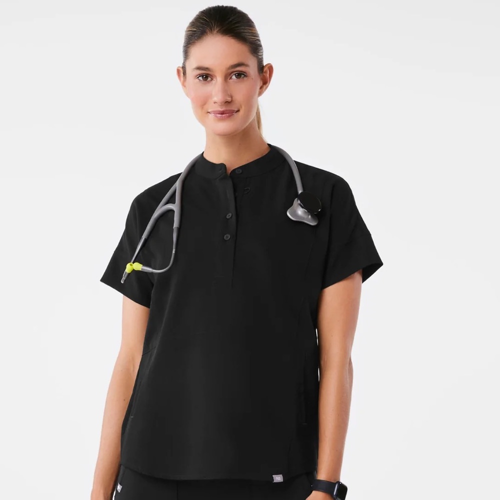 FIGS Black Manila Oversized Scrub Top